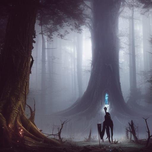 Enchanted Forest Tree People: Dark Fantasy Concept Art