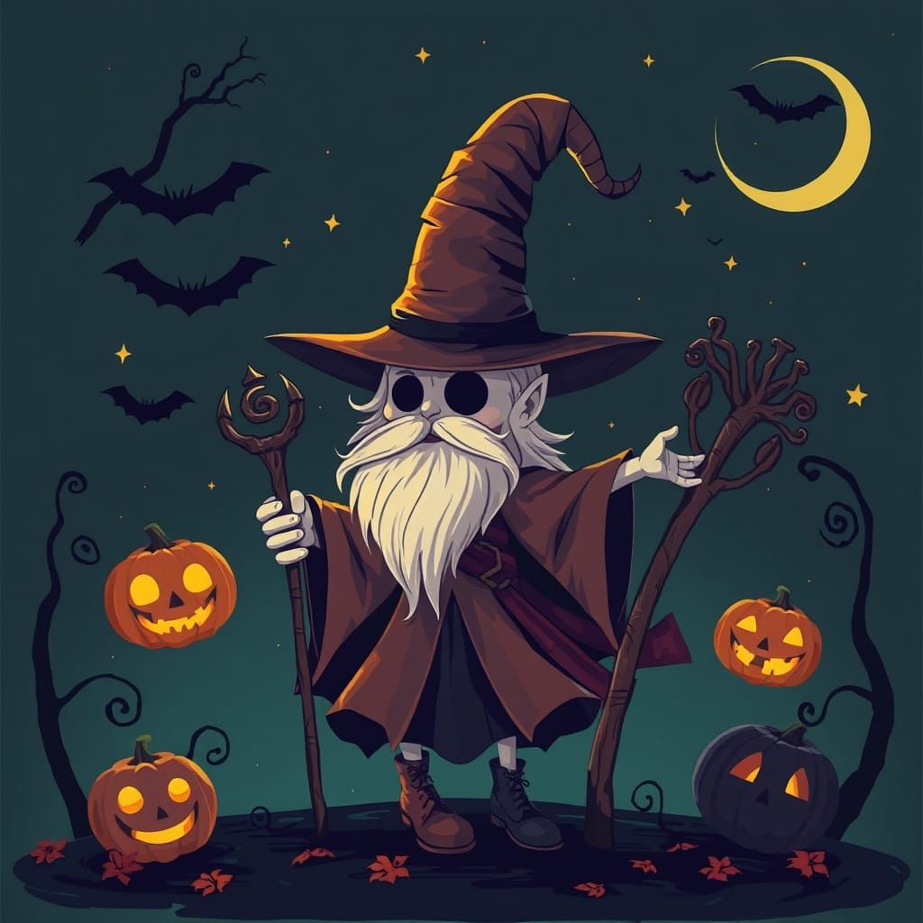 Halloween Wizard Ready for Spooky Celebration