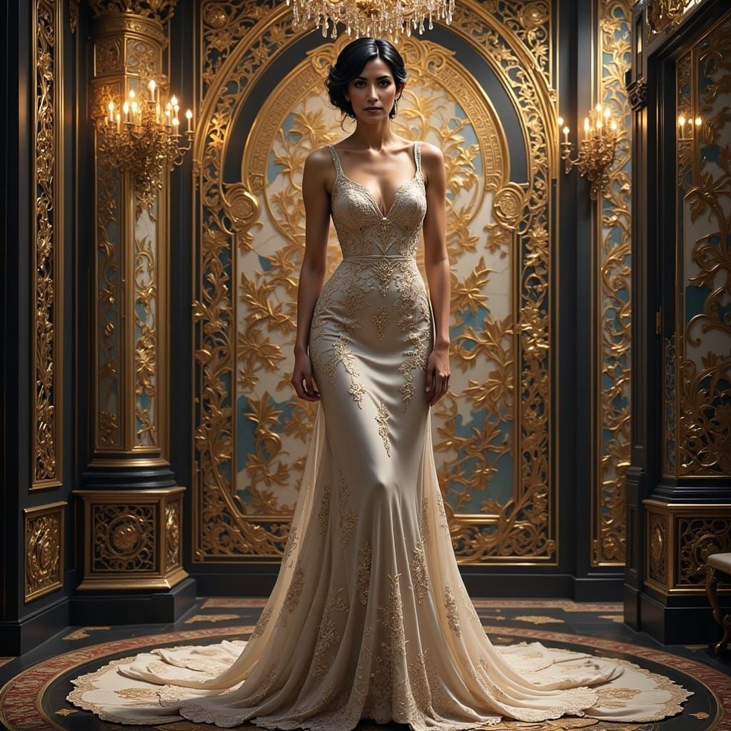 Glamorous 2025 Woman in Evening Gown