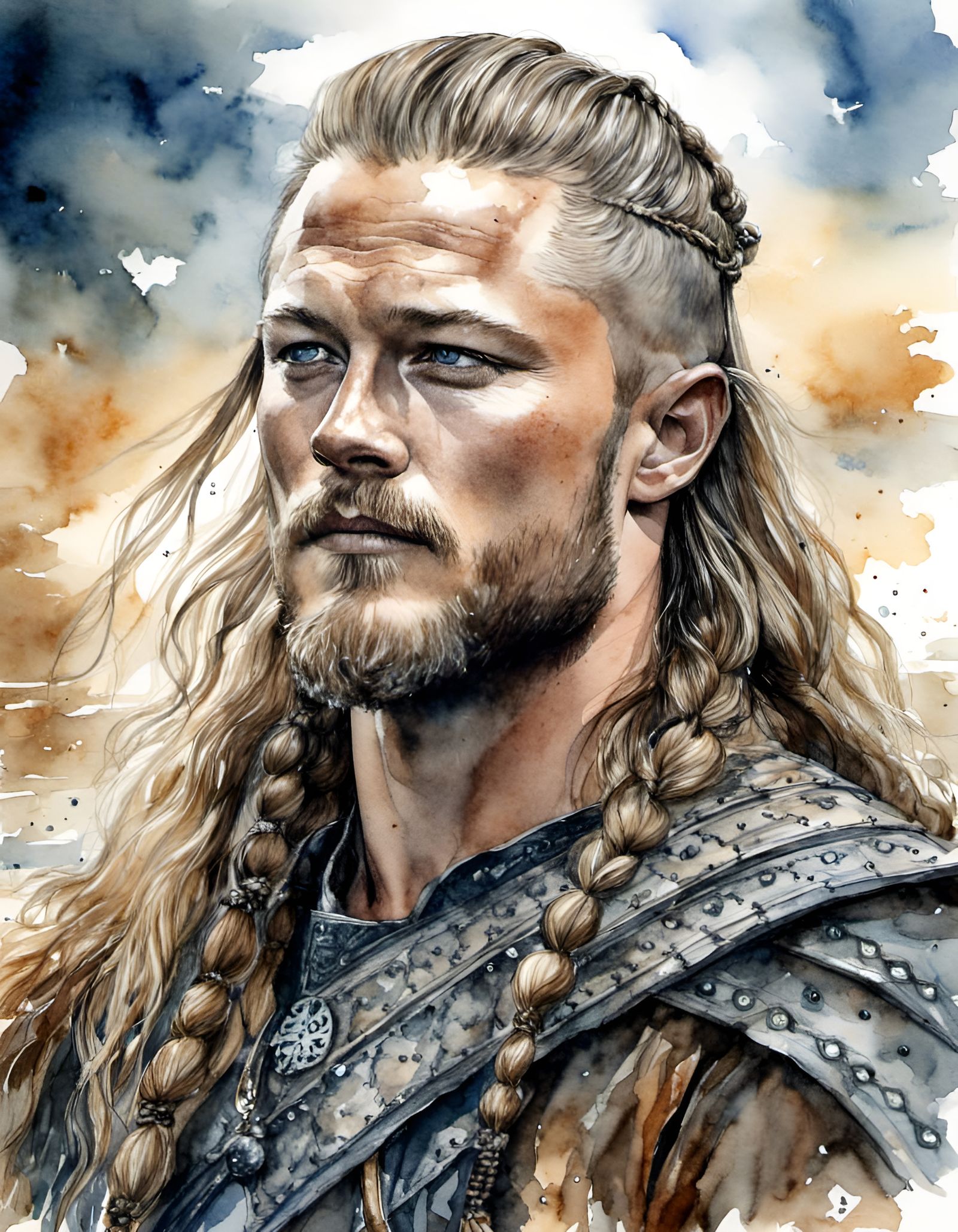 Travis Fimmel as Ragnar Lothbrok in Watercolor Style