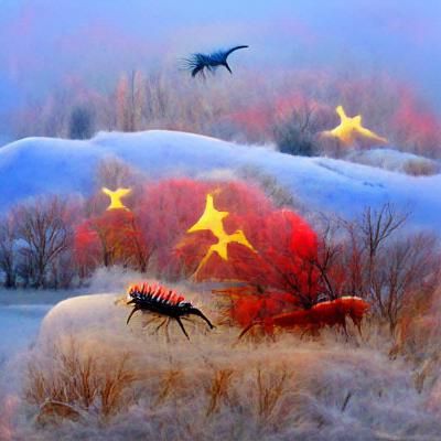 Creatures' Struggle for Freedom Under Frosty Skies