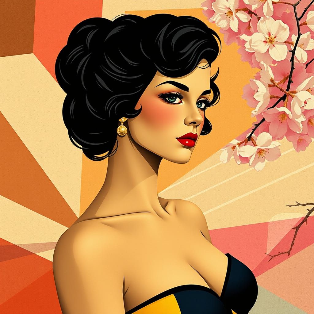 Mondrian and Pin-Up Fusion with Geometric Abstraction