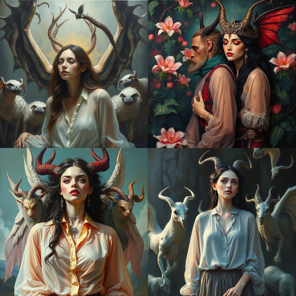 Lamia in Chiffon Blouse: Hyperfeminine Acrylic Painting