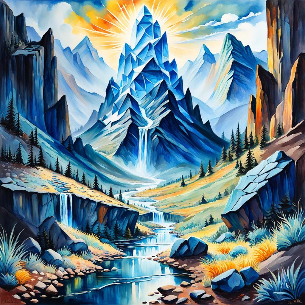 Crystal Emerges: An Epic Gouache and Watercolor Painting