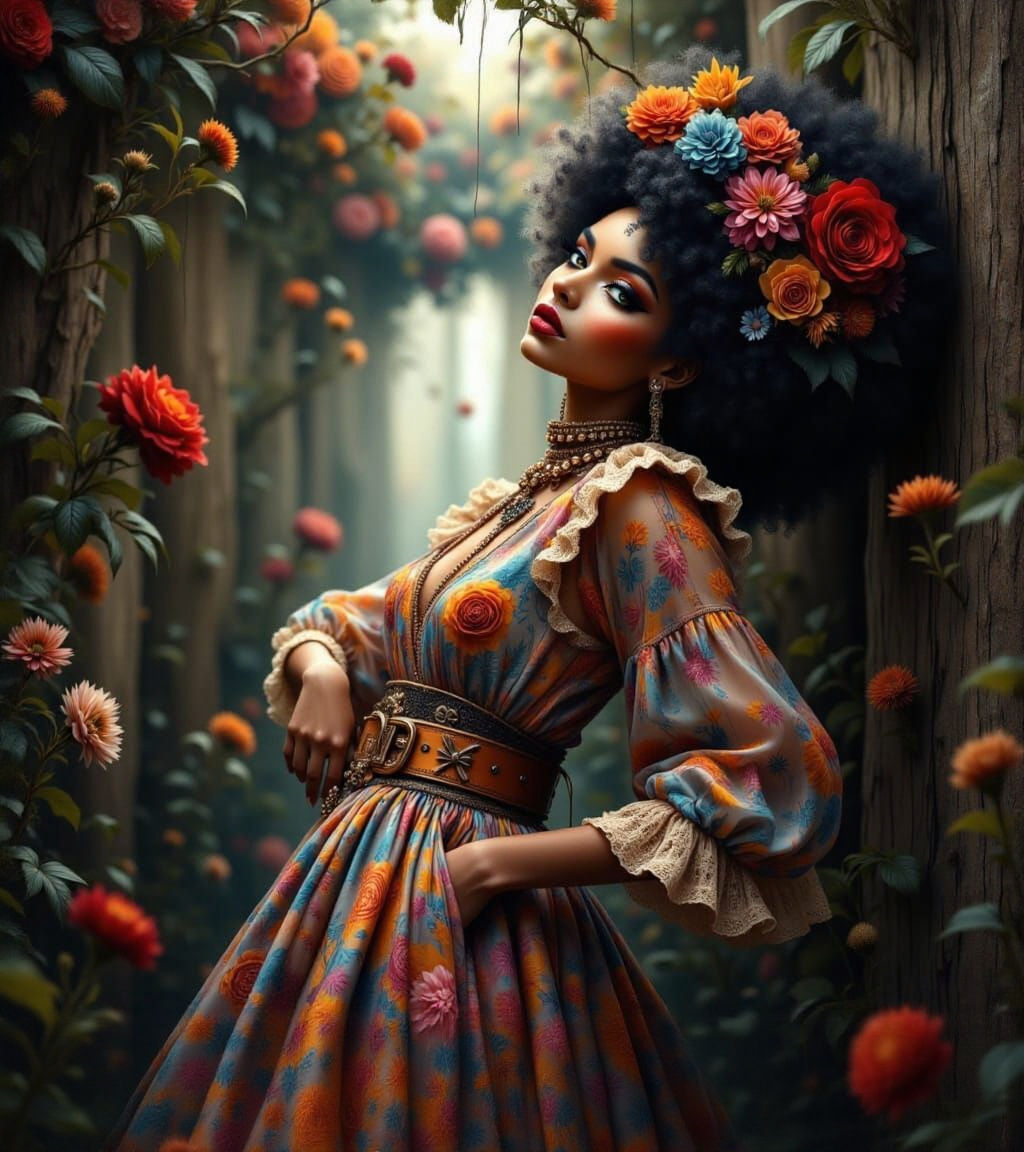 Boho style afro girl