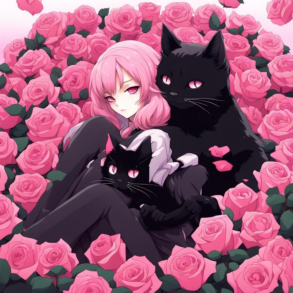 Reaper and Black Cat in Anime Style