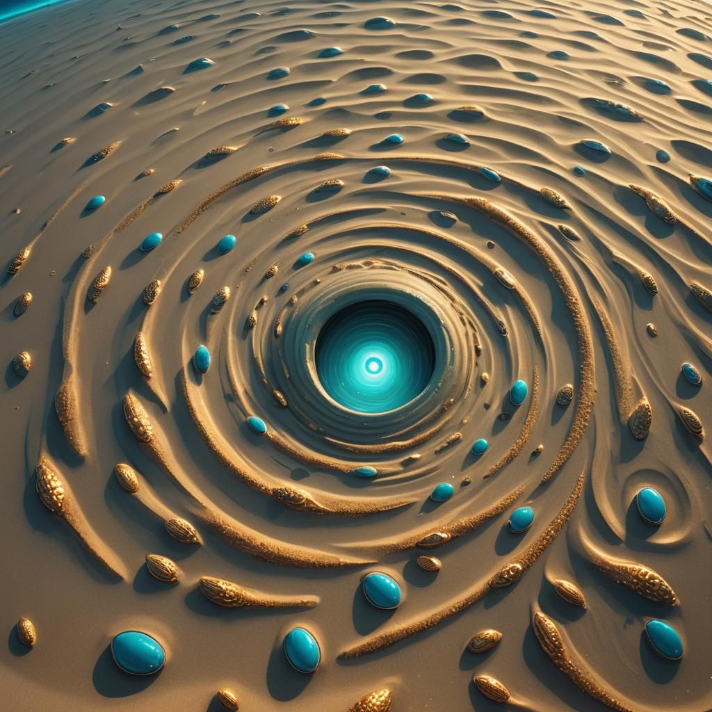Sand Fish Swimming in Golden Sand Vortex