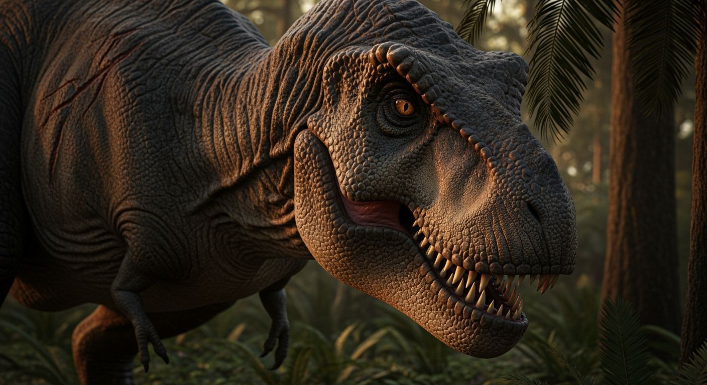 Tyrannosaurus Rex in Cretaceous Jungle, Photorealistic Detai...