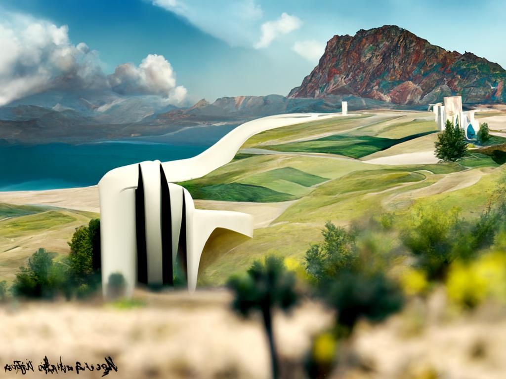 Art Deco Landscape Vista in Detailed Painting Style