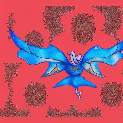 Winged Centaur Flies Above City, in Chagall Style