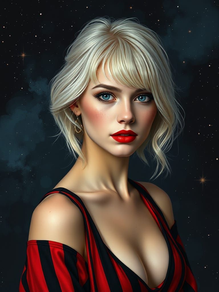 Elegant Woman Portrait in Art Nouveau Style