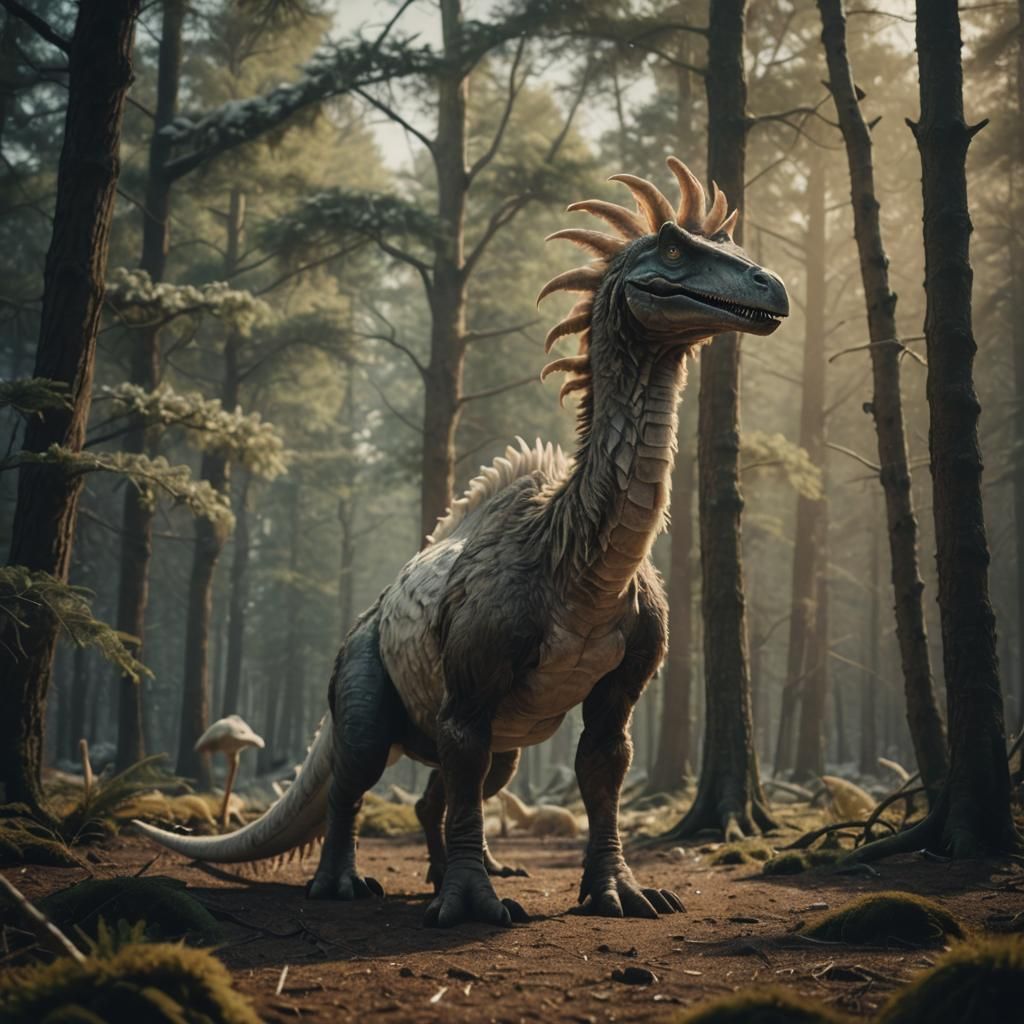 Shaggy Creature in Snowy Forest: Cinematic Film Still