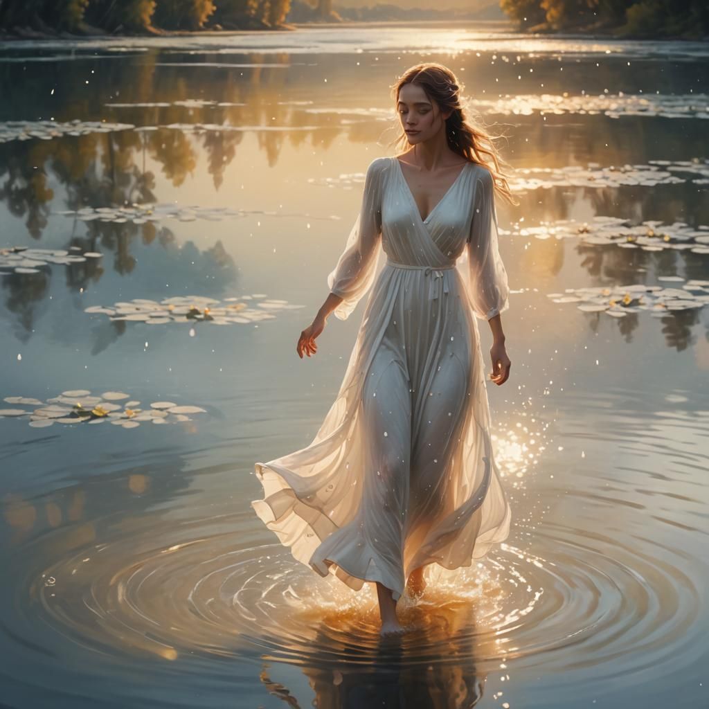 Girl Walking on Water: Soft Focus Fantasy Art