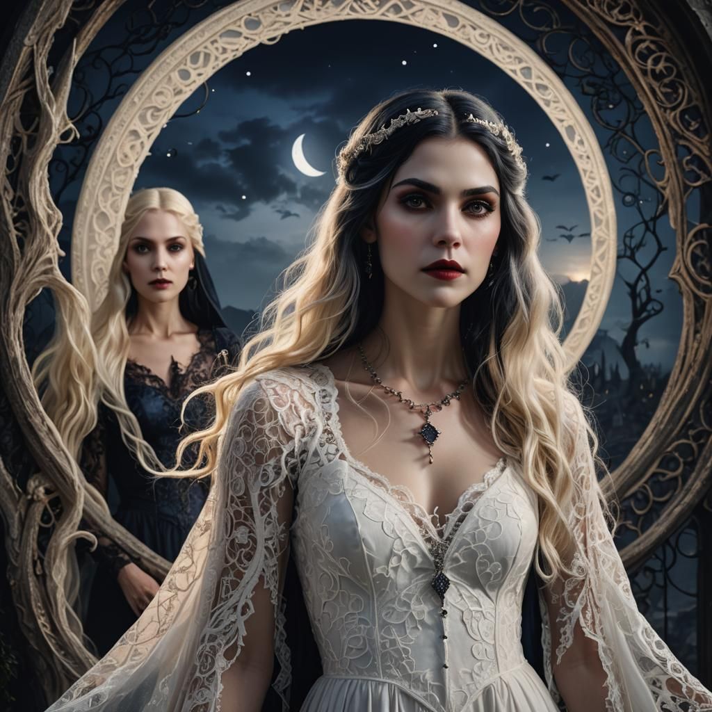 Ethereal Fantasy Portrait with Vampire and Shifter