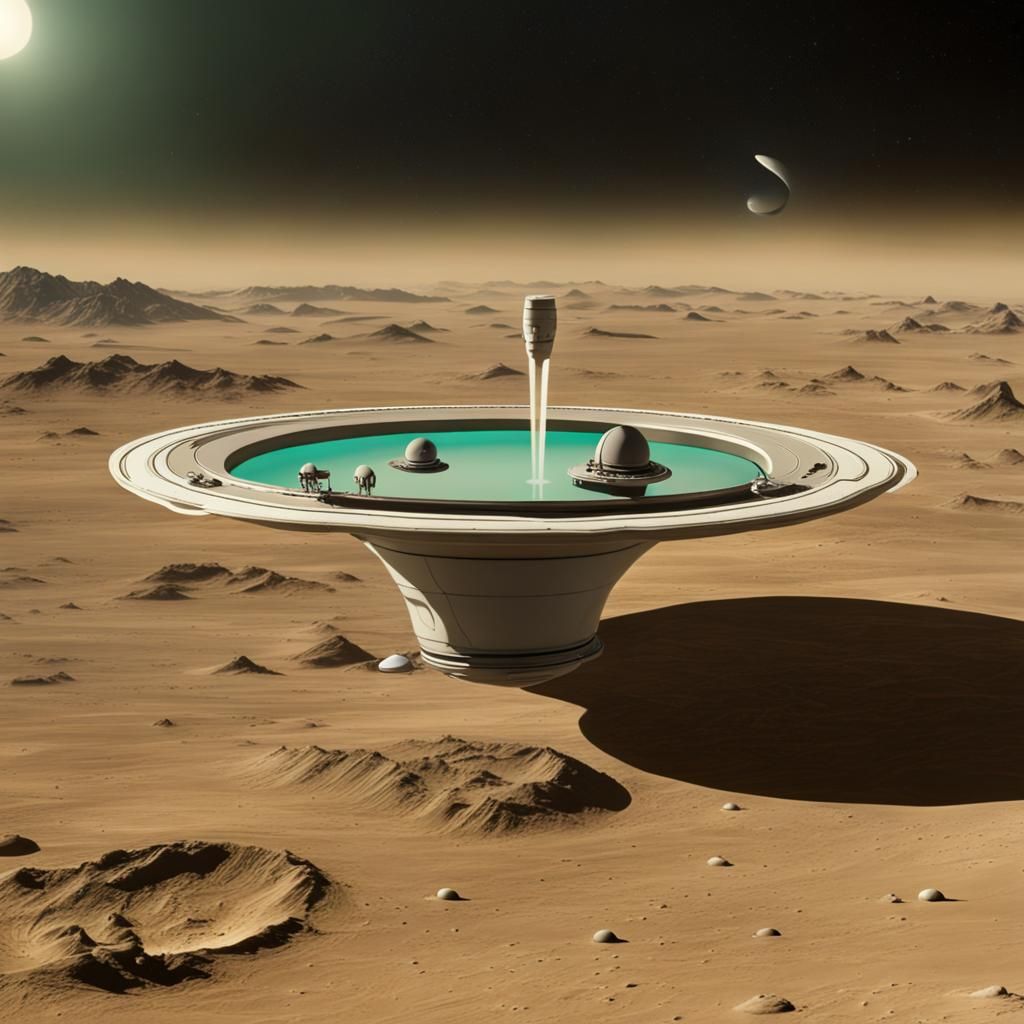 Alien Bar on Saturn's Surface: A Surreal Scene