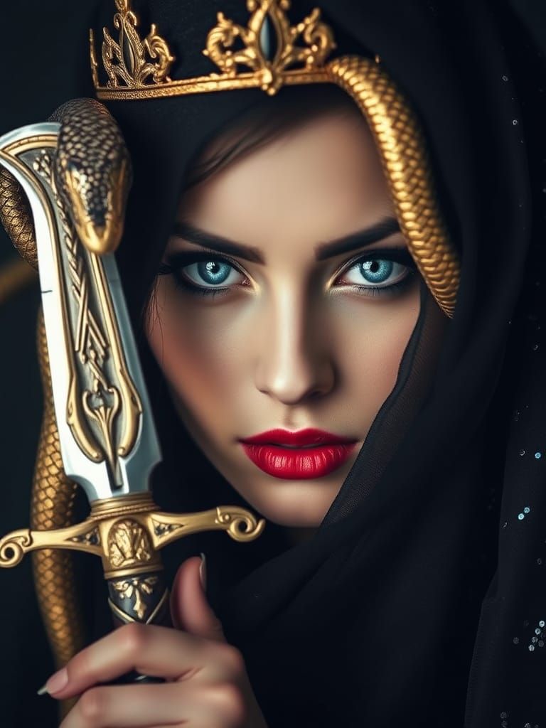 Enigmatic Woman with Snake and Dagger