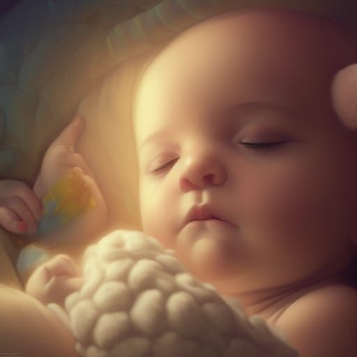 Sleeping Baby Girl Portrait in Detailed Digital Art