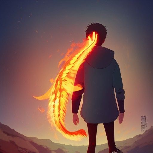 Flaming Dog Skull Figure in Anime Style