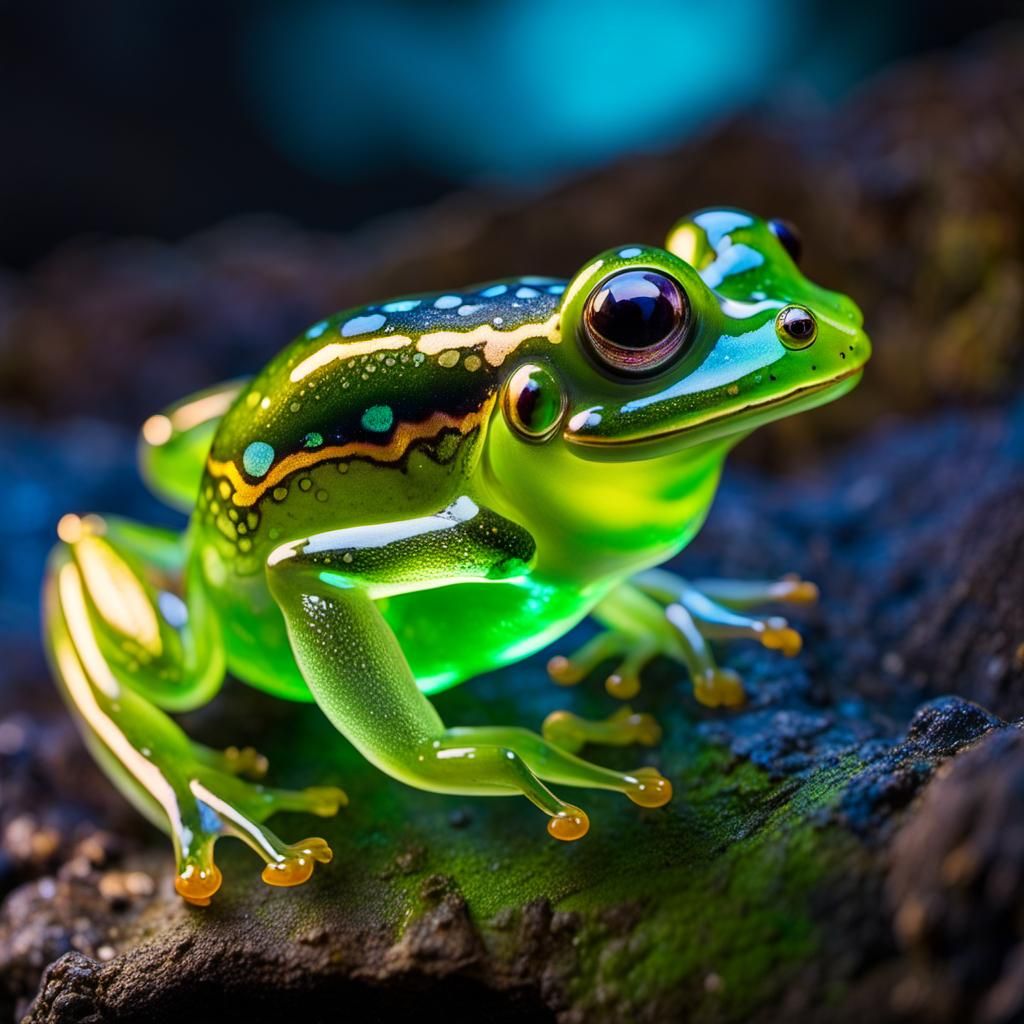 Translucent Glass Dragon Frog with Glowing Lights