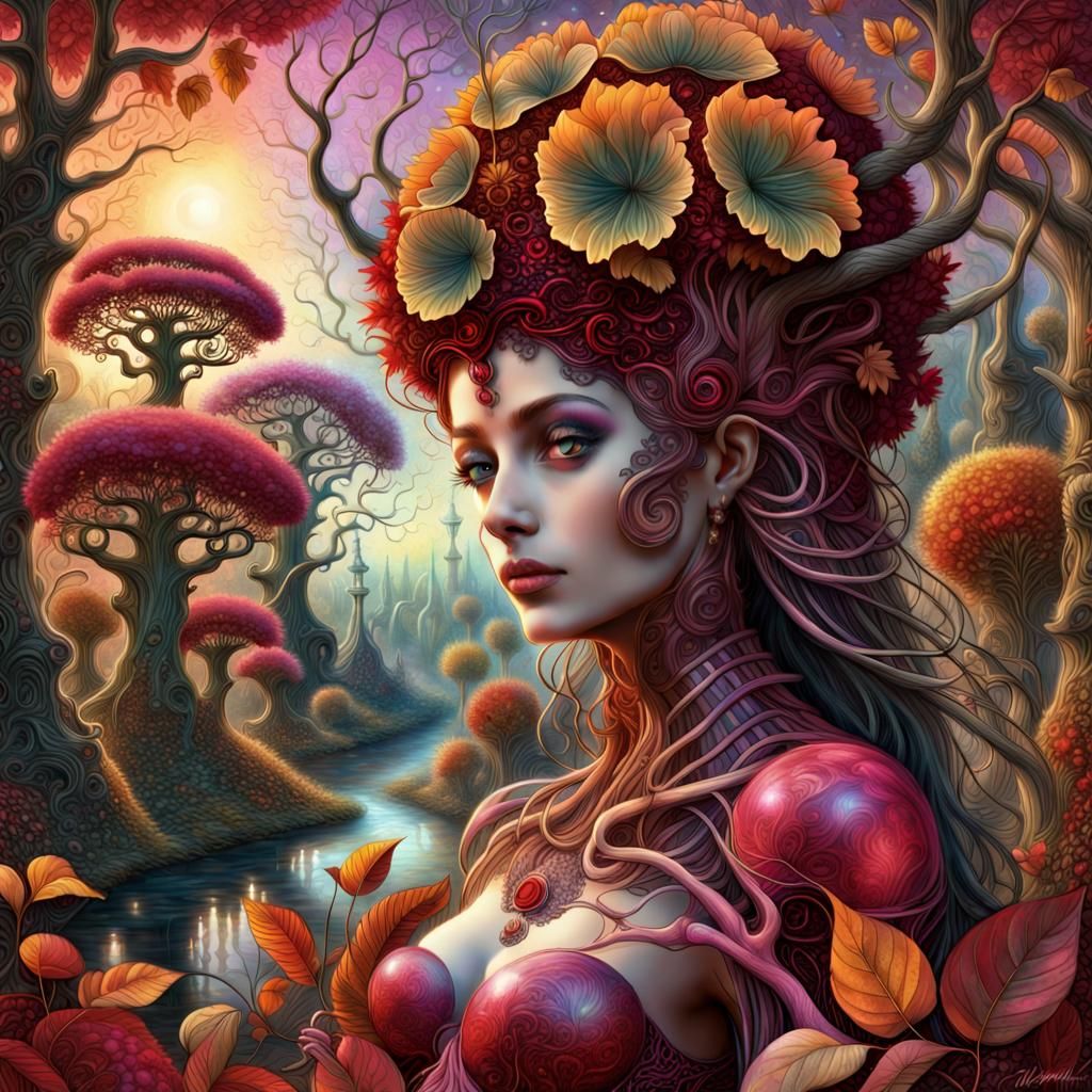 Luminescent Autumn Garden Protector in Digital Painting