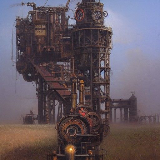 Clockwork Mechanisms in Oil Painting Style