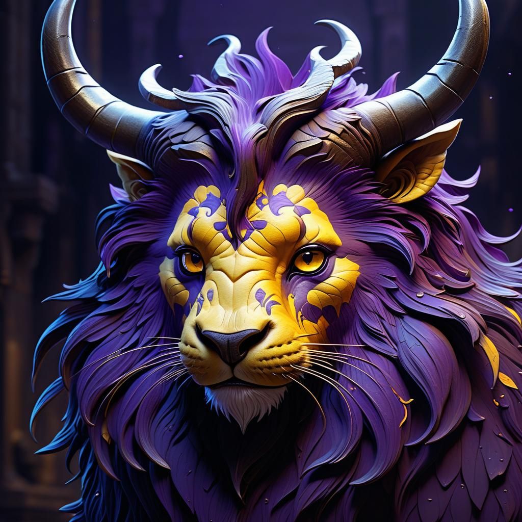 Surreal Lion Masterpiece in Vibrant, Splashy Art Style