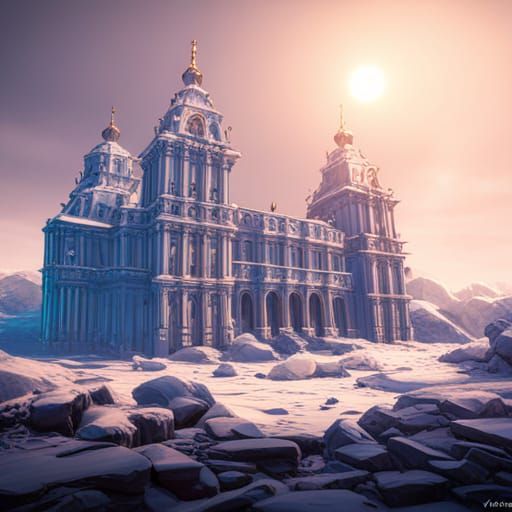 Winter Palace in Snow and Ice: Detailed Matte Painting