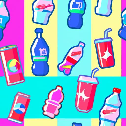 Seamless Soda Bottle Pattern in 90s Style