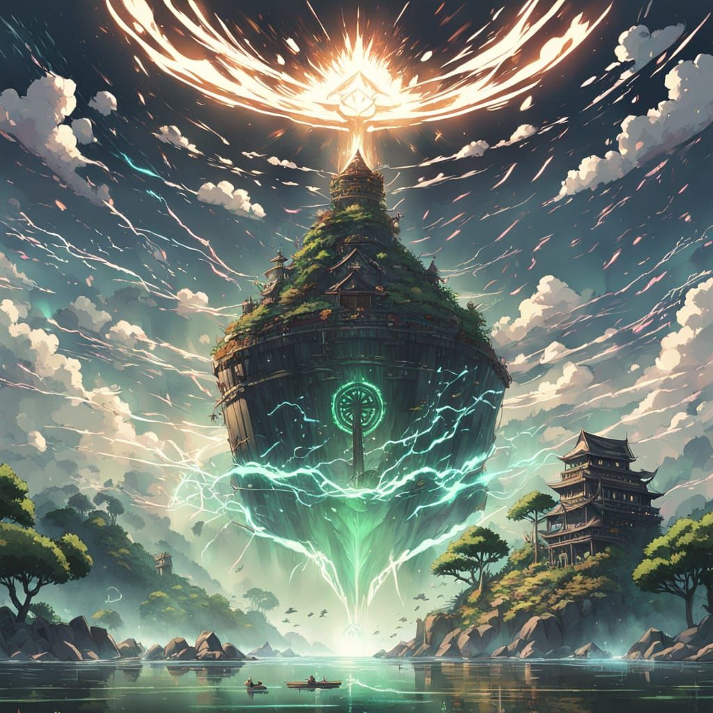 Anime Goddess Unleashes Epic Power Amidst Ancient Ruins