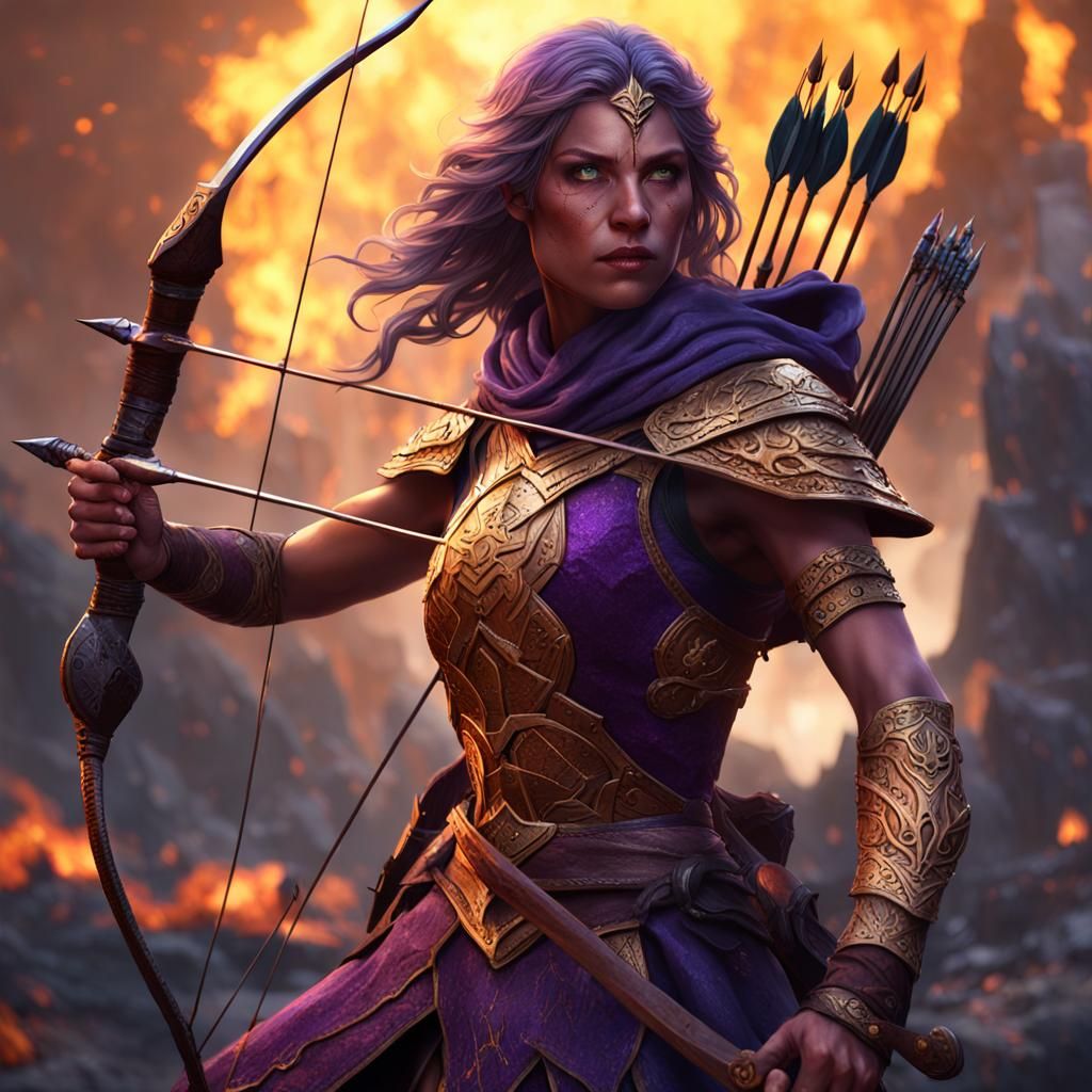 Fiery Female Warrior: Dark Fantasy Concept Art