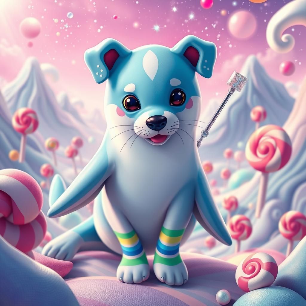 Whimsical Hybrid Creature in Candyland Realm