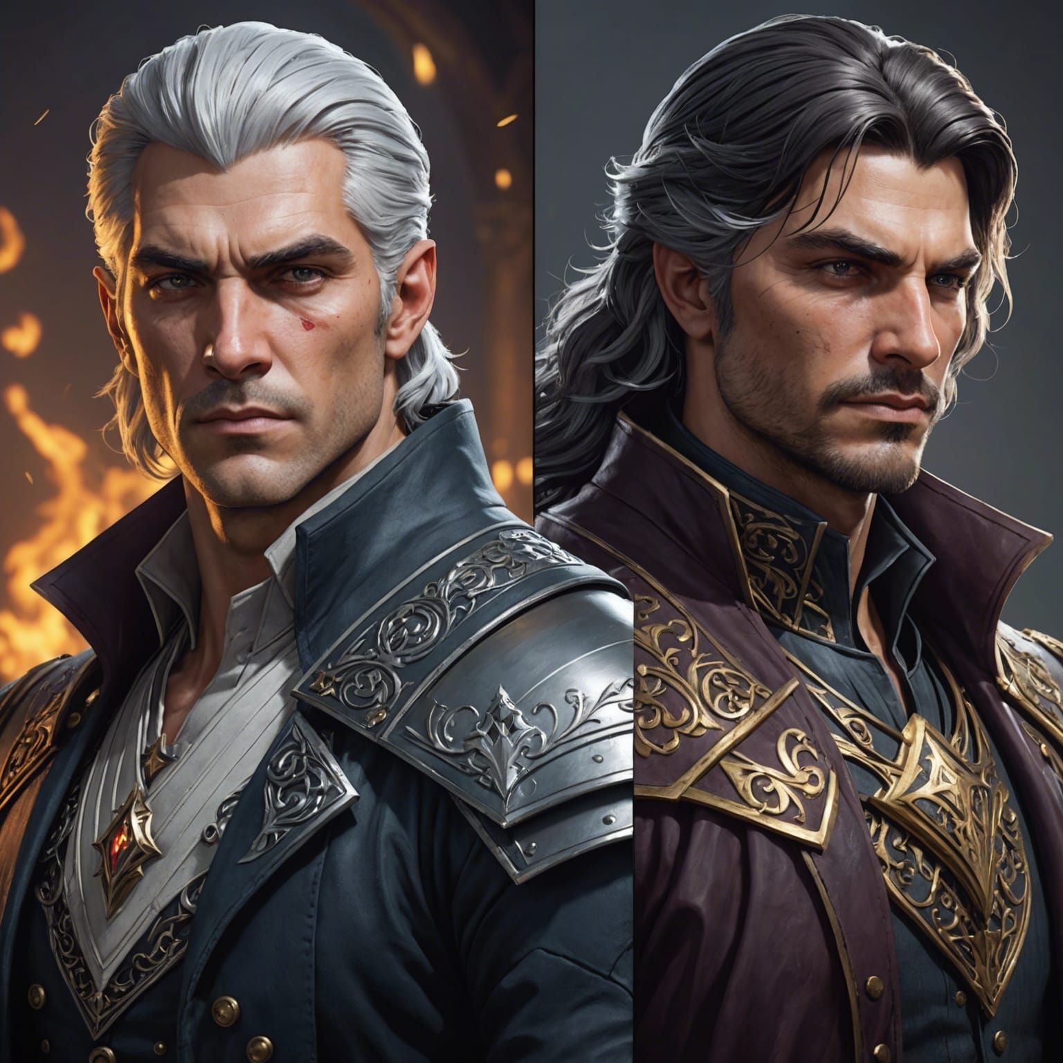 Hero and Villain Twins: Detailed Fantasy Portrait