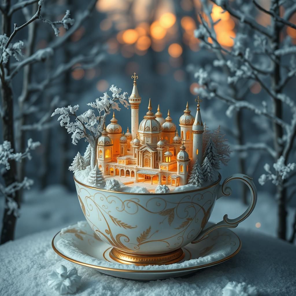 Magical City in Porcelain Cup: Matte Painting