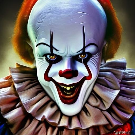 Hyperrealistic Pennywise Clown Splash Art Portrait