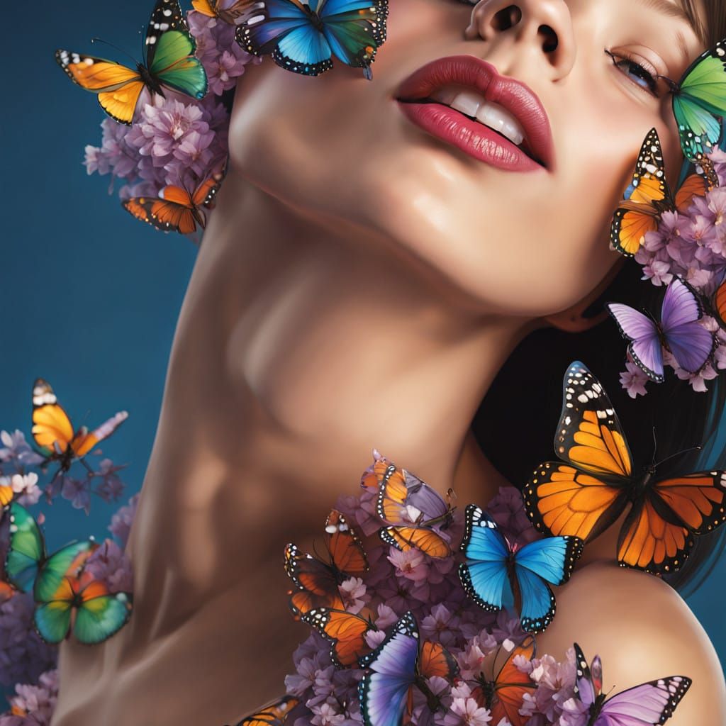 Surreal Goddess Enveloped in Whispers of Sapphire and Emeral...