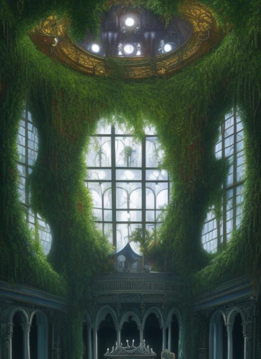 Overgrown Venetian Opera House Interior, Art Nouveau