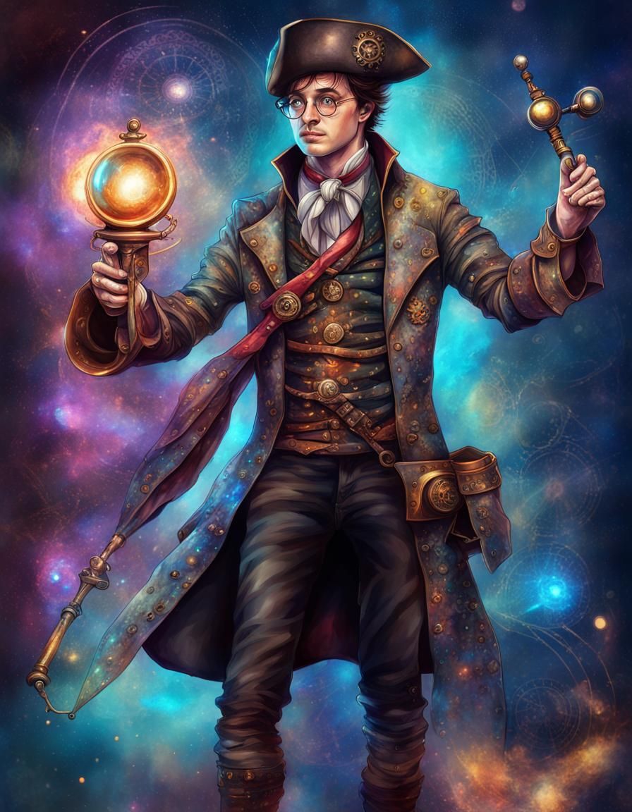 Harry Potter as Steampunk Pirate in Astral Illustration