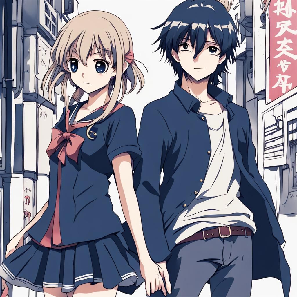 Anime Boy and Girl in Key Visual Style