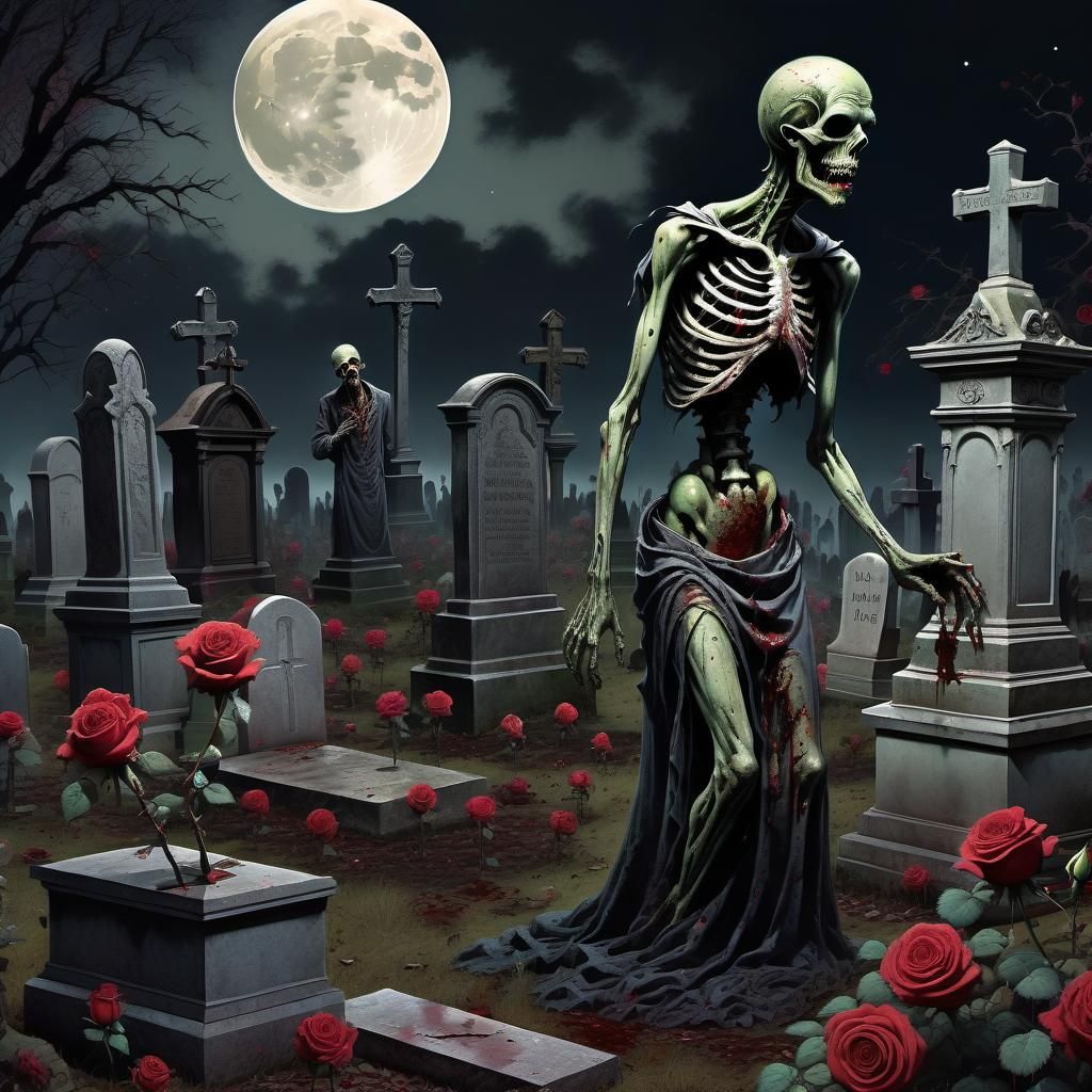 Midnight at the old cemetery