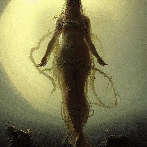 Horror Gemini Goddess in Doré Style