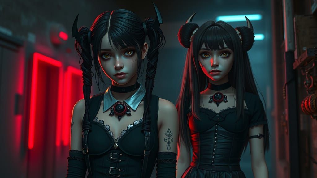 Gothic Women in Dark, Moody, Digital Art