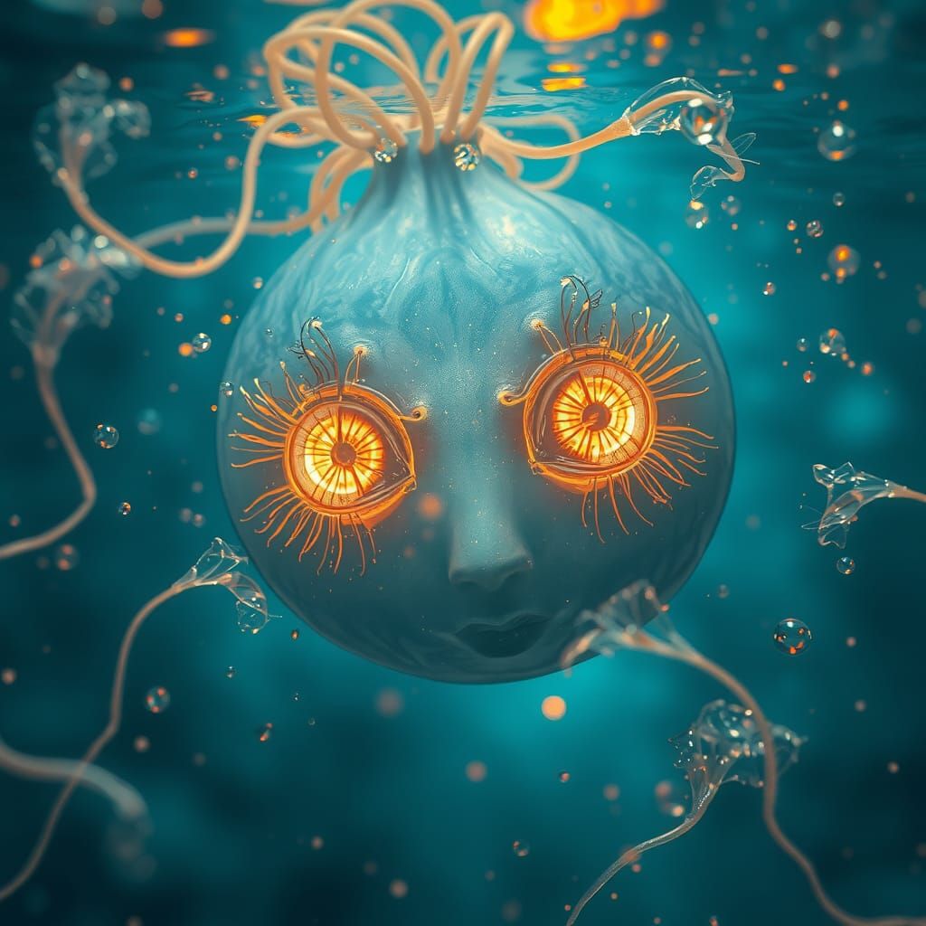 Ethereal Eyes in Crystal Water: A Surreal Matte Painting