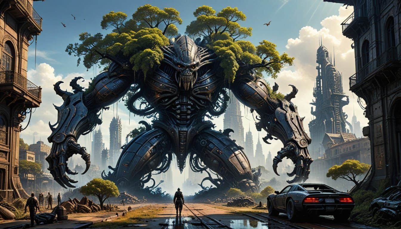 Cyberpunk City Powered by Ancient Oak