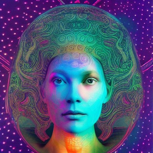 Holographic Cosmic Answer in Pablo Amaringo Style