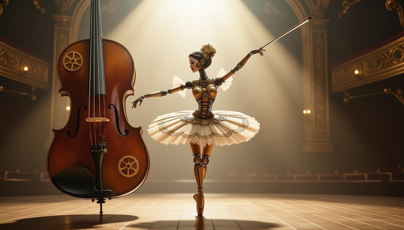 Steampunk Ballerina Automaton Dances on Stage