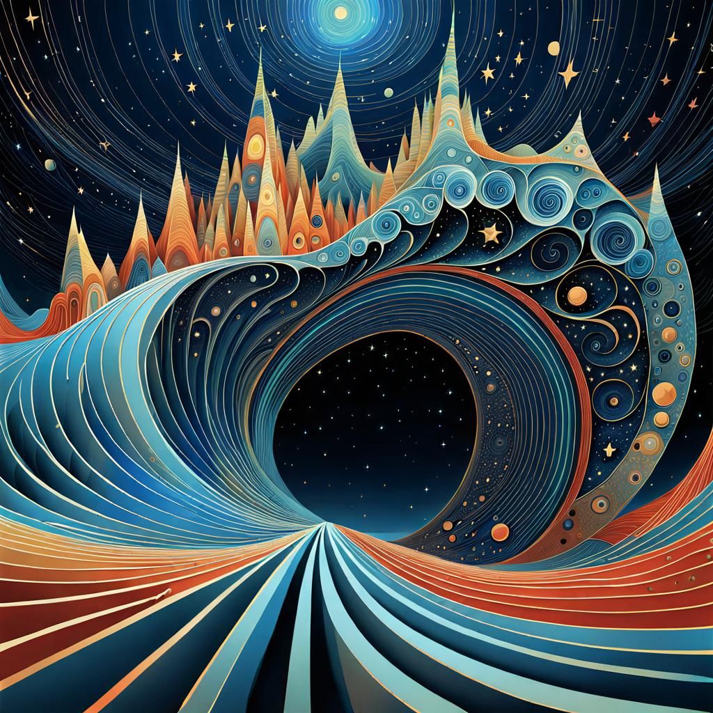 Elegant Starscape Optical Illusion in Zentangle Style