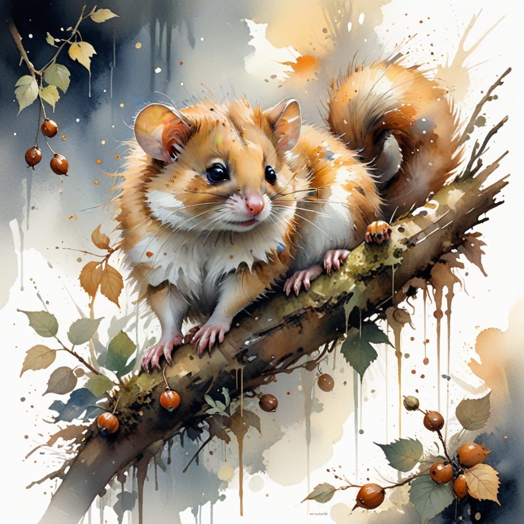 Adorable Dormouse in Enchanted Woodland Twilight