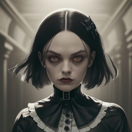 Wednesday Addams in Moody Gothic Attire
