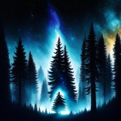 Sorceress Silhouette Double Exposure Art