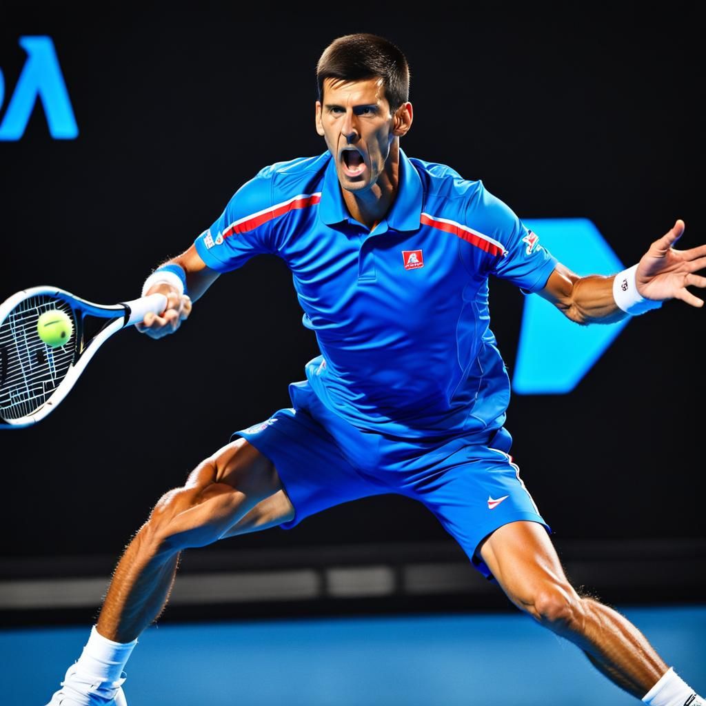 Tennis Player in Energetic Action on Court
